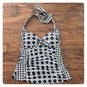 Tankini top navy and white